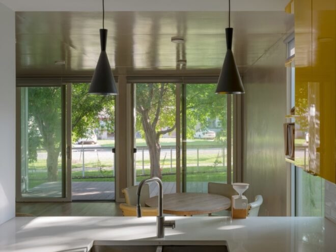 modern kitchen with dinette set