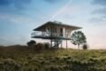 a single-story house and deck all built on stilts