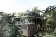 a multi-level house built on stilts