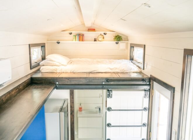sleeping loft accessible via ladder