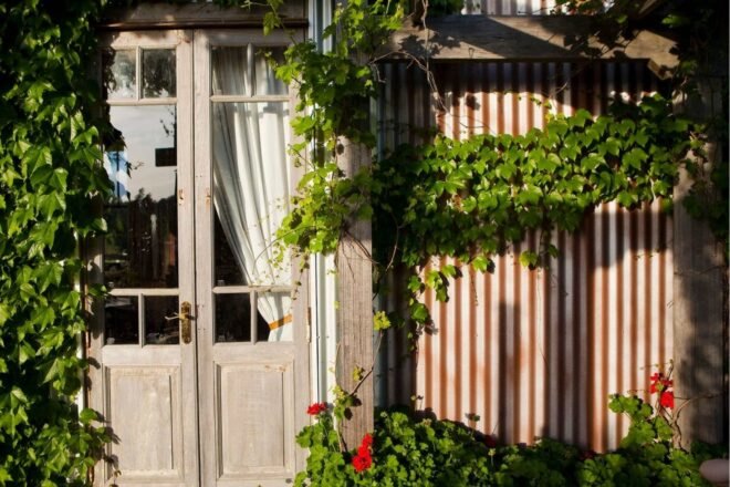 Shed with vintage doors