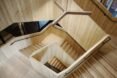 aerial view of spiraling wood staircase