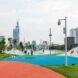 red and blue playground