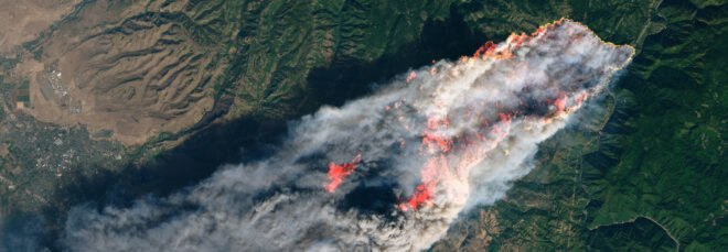 View from space of Camp Fire in California November 2018