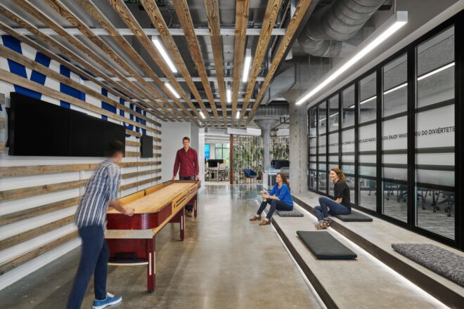 game table in an industrial office