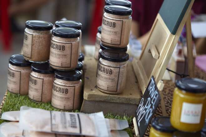 natural skincare in glass jars