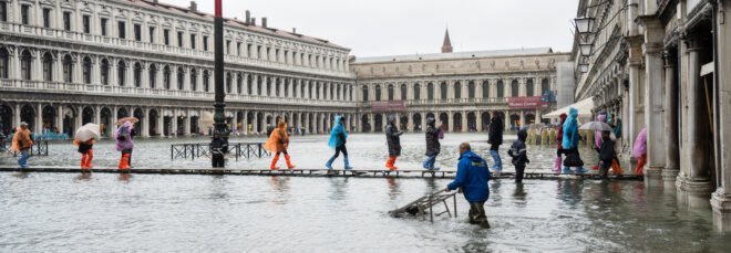 St. Marks Square in Venice during floods in November 2019