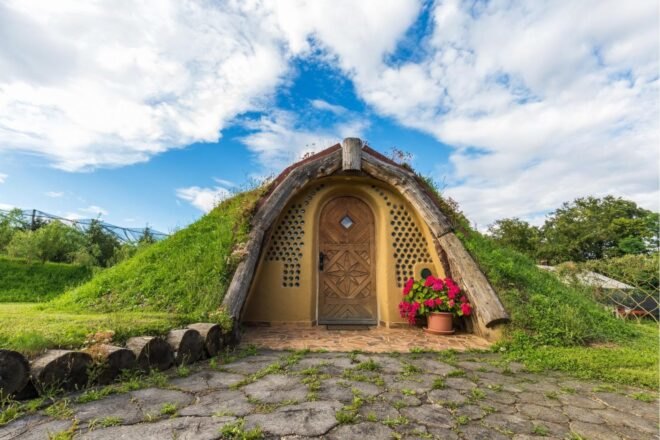 hobbit home embedded into the earth