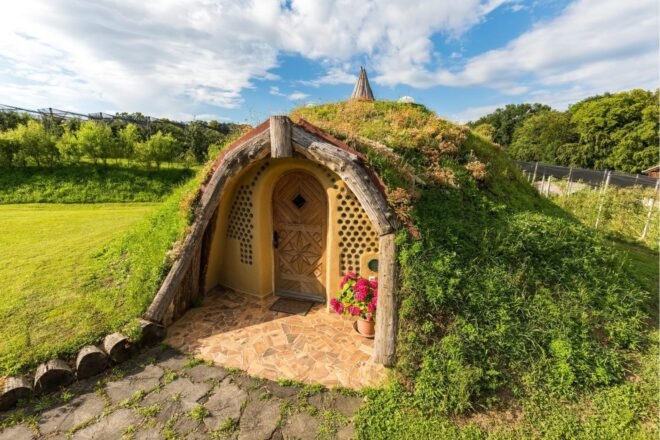 dome-shaped home with green roof