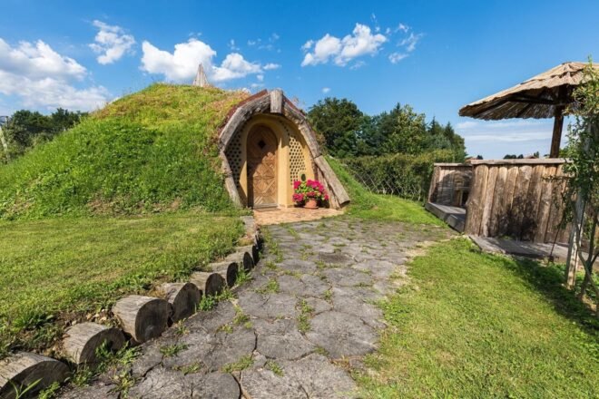 hobbit home with green roof