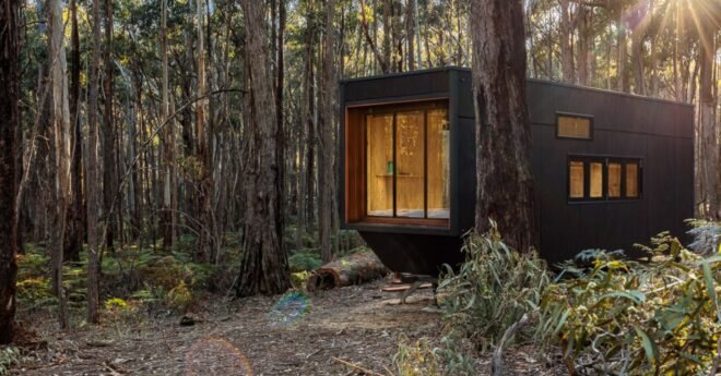 tiny cabin with large window