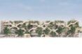 model of plant-covered, timber parking garage