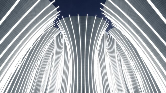 curved, white columns