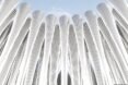 several white, 3D-printed columns