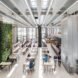 cafeteria with a green wall