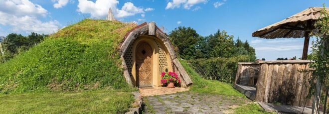 hobbit home embedded into the earth