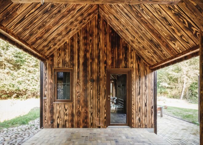 structure with vaulted wooden ceiling