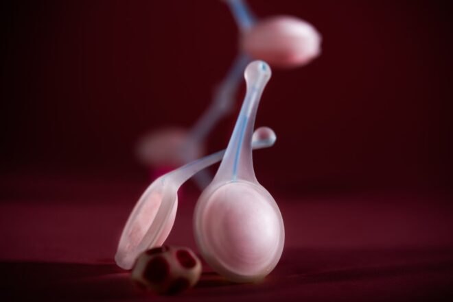 close-up of small, round 3D-printed pods attached to a stem