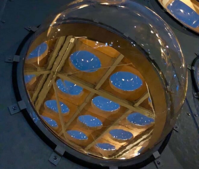 close-up of bubble-like windows