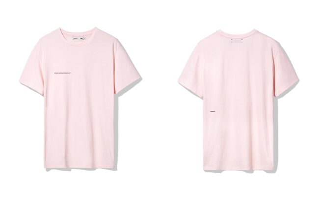 front and back of a pink T-shirt