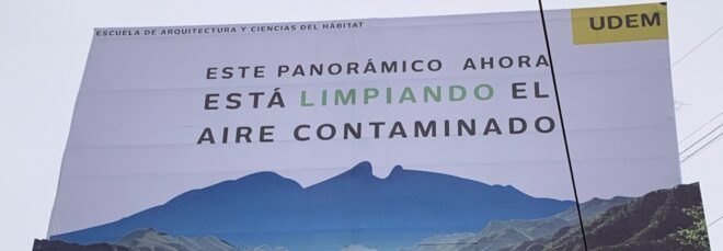 billboard with image of mountains