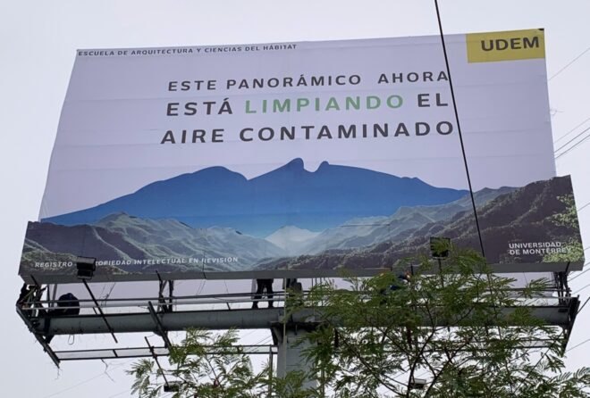 billboard with image of mountains
