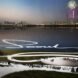 waterfront with walking path that spells out 