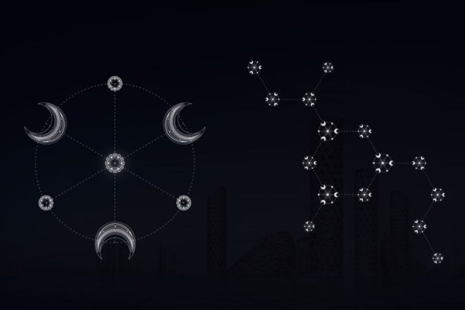 rendering of city skyline at night