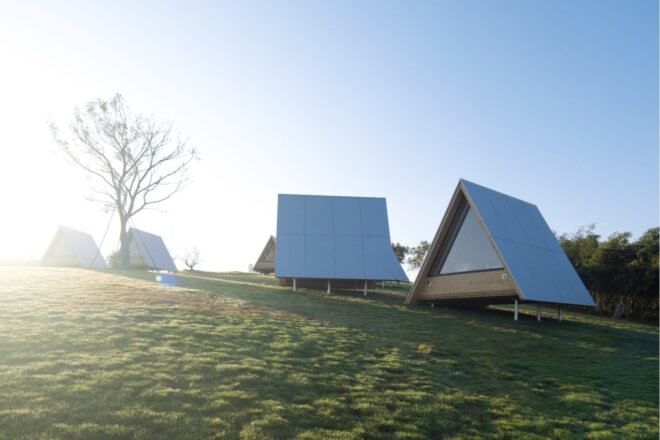 series of triangular cabins