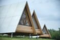 A-frame cabins with large windows