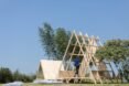A-frame cabin under construction