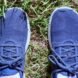 aerial view of blue sneakers