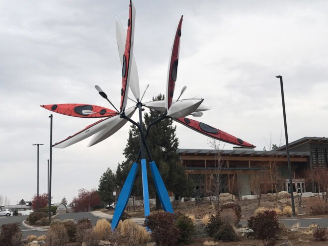 art sculpture made from kayaks