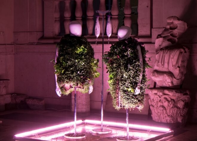 two mannequins wearing lush garden vests