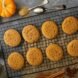aerial view of pumpkin cookies on a cooling rack