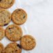vegan chocolate chip cookies on a white background