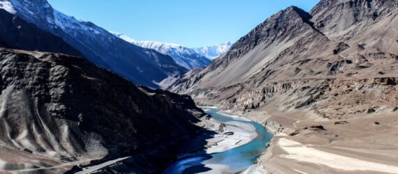 Zanskar River running through mountains