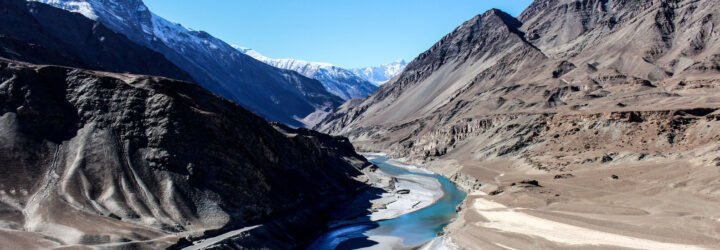 Zanskar River running through mountains