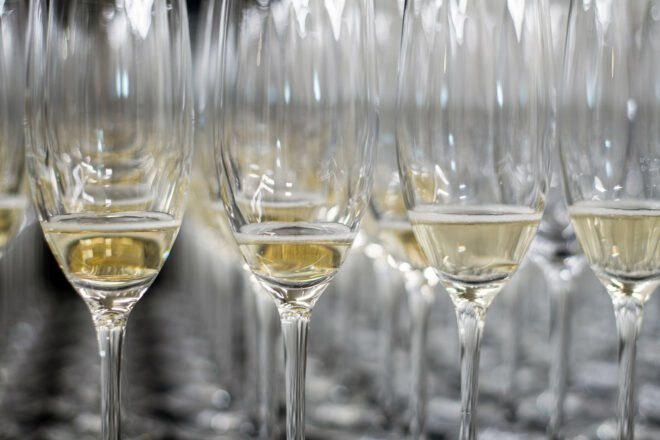 several glasses of champagne