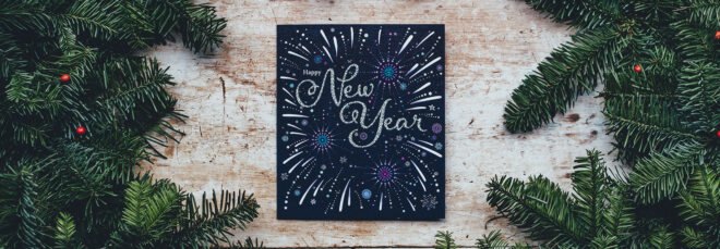 paper that reads, "Happy New Year"