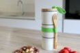 white stacked containers on a kitchen counter