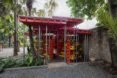 pavilion made of repurposed plastic crates