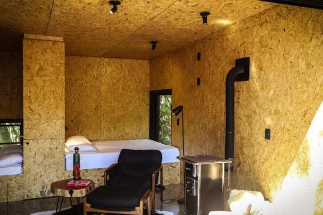 interior living space of tiny cabin