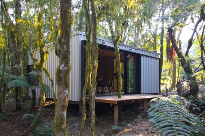 large metal cabin with wide opening