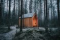 timber gabled shelter in a forest