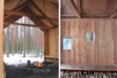 logs underneath benches around a firepit
