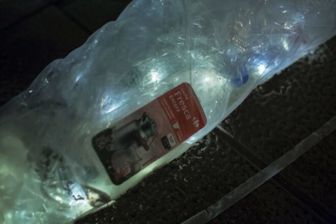 close-up of plastic trash