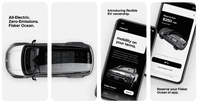 image of phone app with information about Fisker Ocean SUV