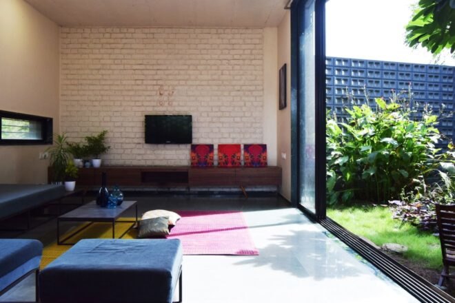 living space with large window