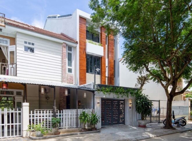 tall, narrow white home